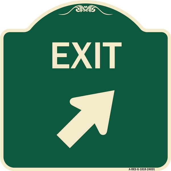 Exit Exit with Right Arrow Heavy-Gauge Aluminum Architectural Sign, 18" H, 18" L, G-1818-24031
